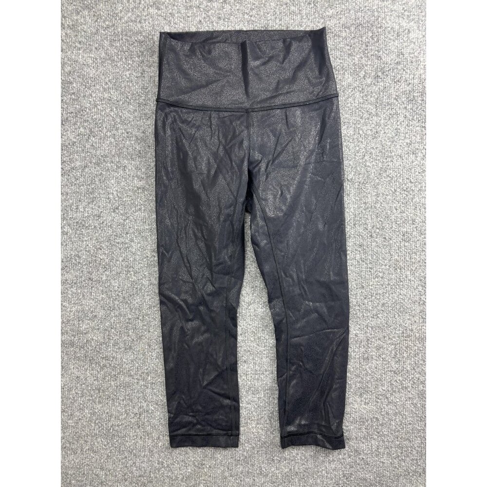 Lululemon Leggings‎ Womens 4 Black Spotted High Rise Crop Yoga Pants Athletic
